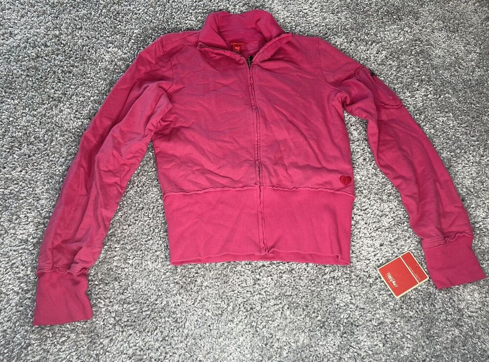 Women’s Mossimo Sweater Pink Cherry Cherry Zip Up Jacket New With Tags Size S